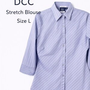 DCC Women's Light Stripe Stretch 3/4 Blouse